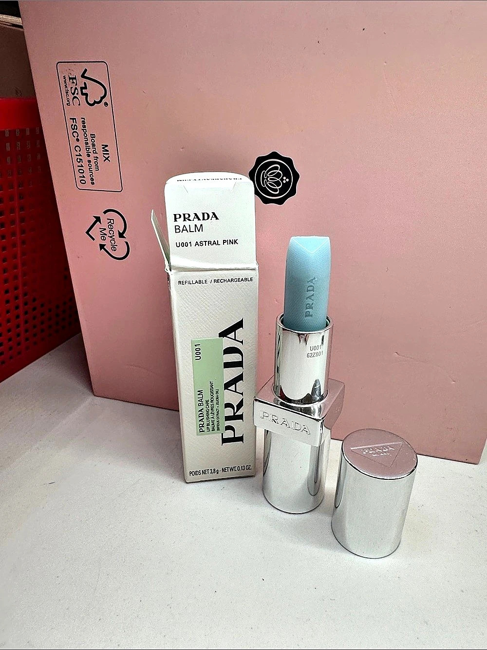 Prada Balm Lip Blushing Care U001 Astral Pink Blue